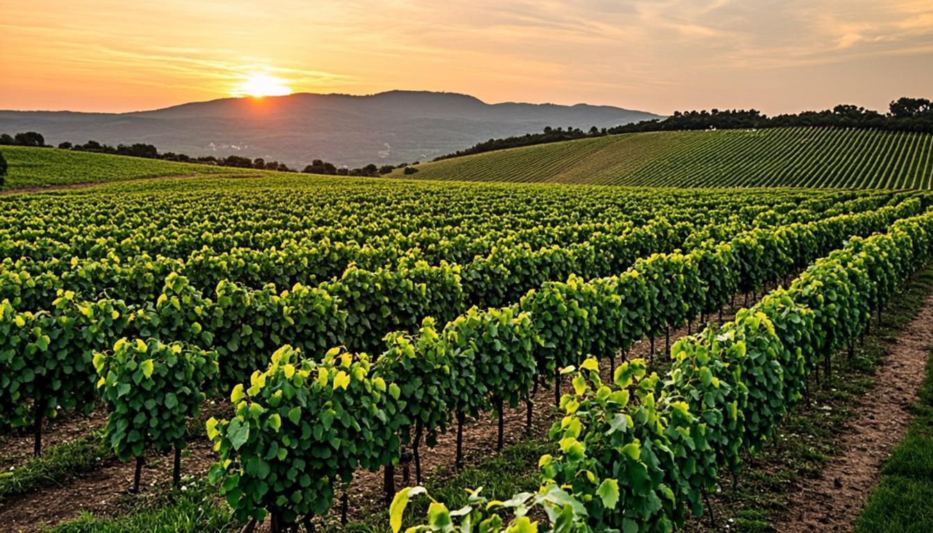 Sunlit Mediterranean oregano field at golden sunrise